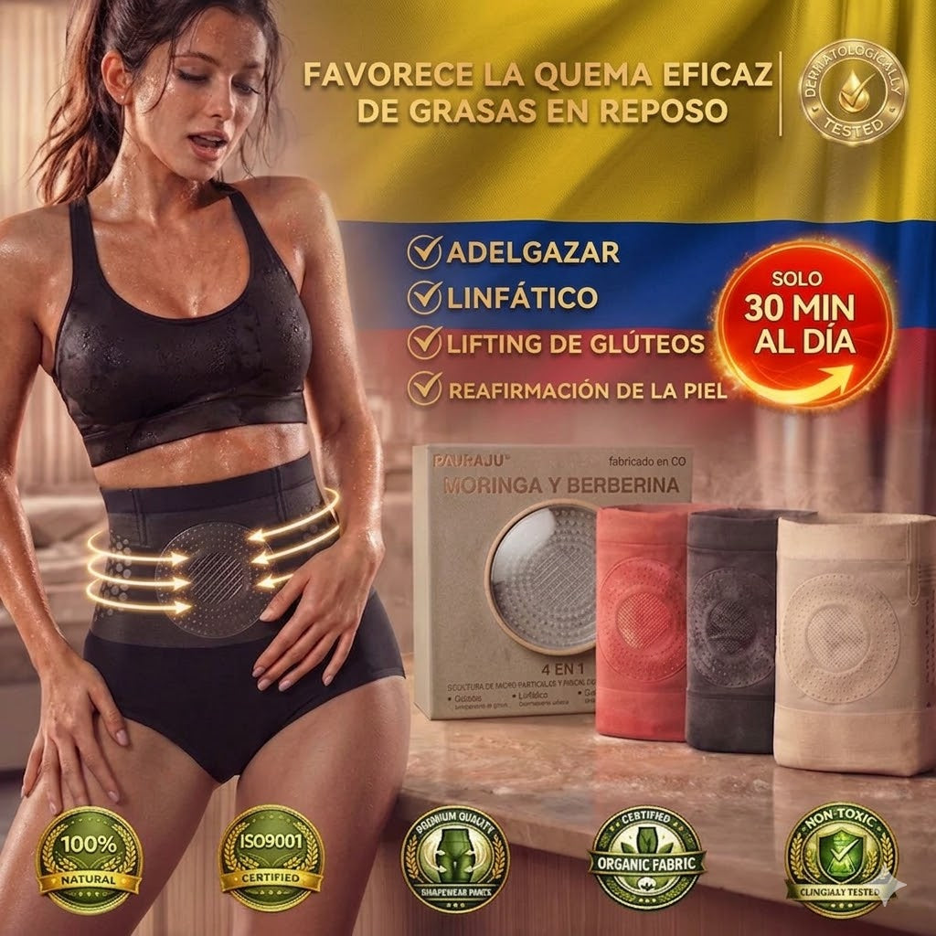 Pack x2 | 👩‍⚕️𝑷𝑨𝑼𝑹𝑨𝑱𝑼® MORINGA Y BERBERINA 4 EN 1 PANTALON CORTO MOLDEADOR DE MICROPARTICULAS Y QUEMA-GRASA